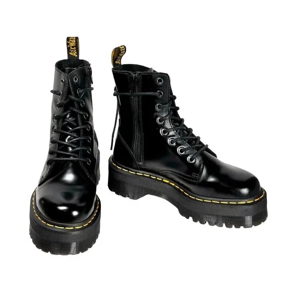 Dr. Martens Jadon Lace-Up Boots Sz 7 Black Leather Platform Airwair Goth Grunge - Picture 7 of 16
